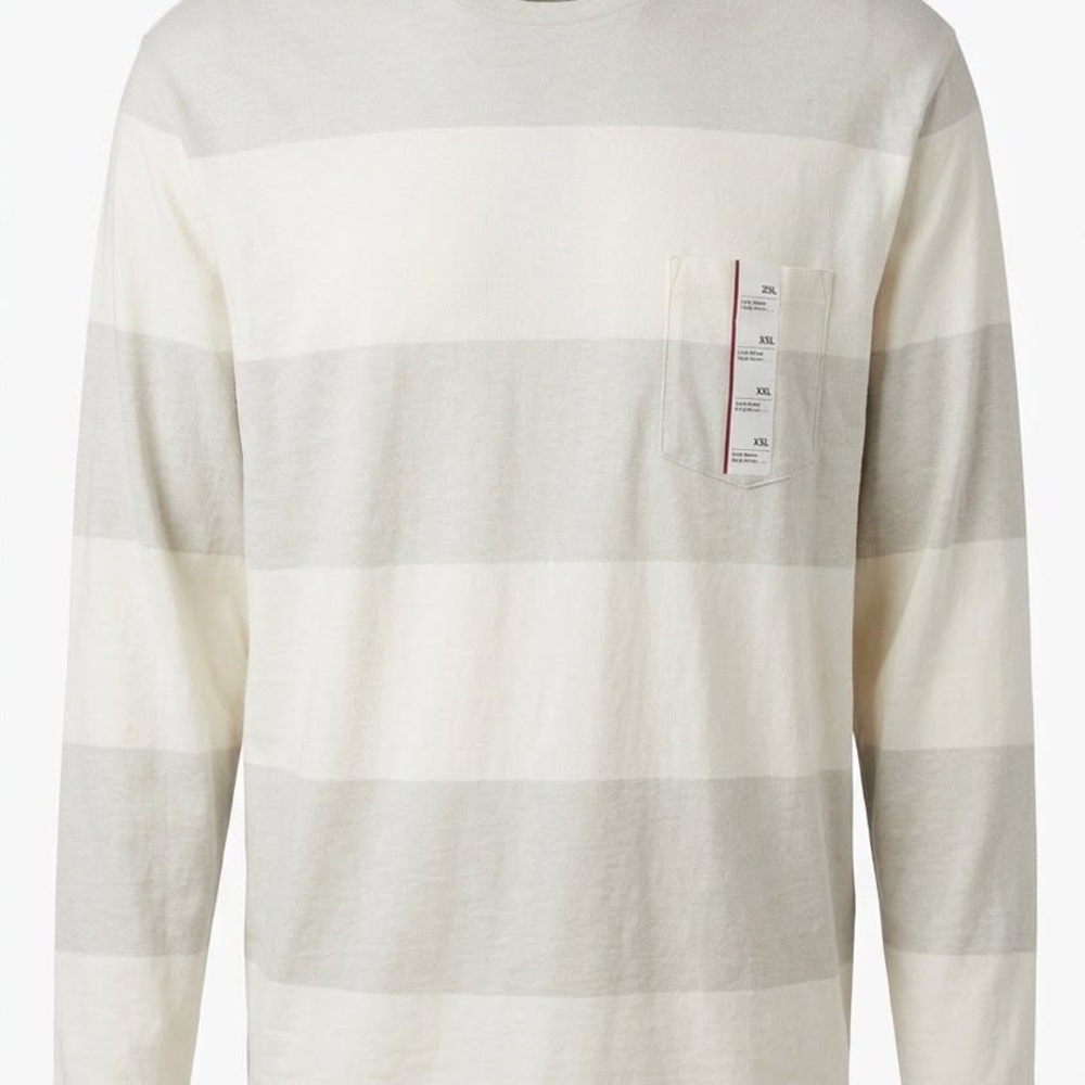 NEW with tags, Goodfellow & Co Striped Long Sleeve Shirt Beige Cotton Blend, Siz